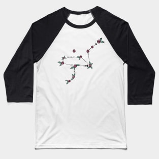 Grus (Crane) Constellation Roses and Hearts Doodle Baseball T-Shirt